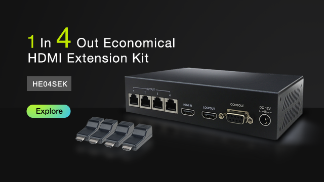 [HE04SEK] Extender | 1 til 4 HDMI Distribution Amplifier CAT5e Extender Kit